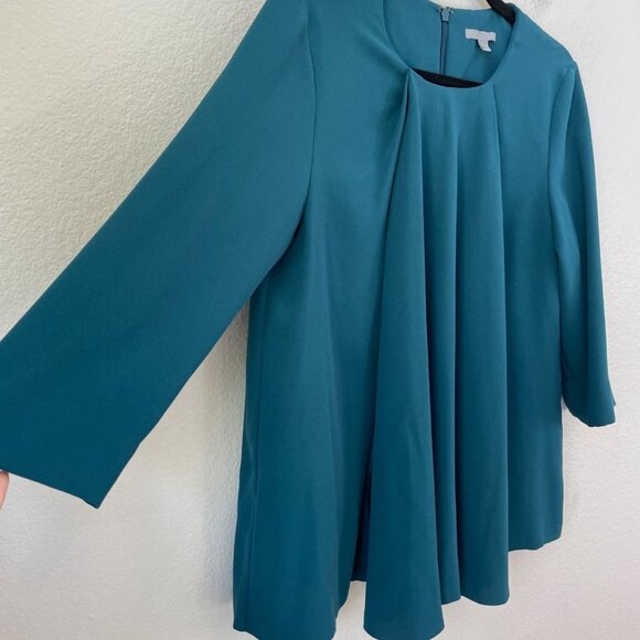COS Womens EUR 38 Teal Pleated Front Blouse 3/4 Sleeve Shirt Top - Picture 9 of 11